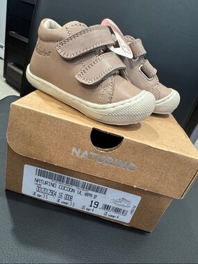 Naturino Kids Taupe Velcro Leather Sneakers